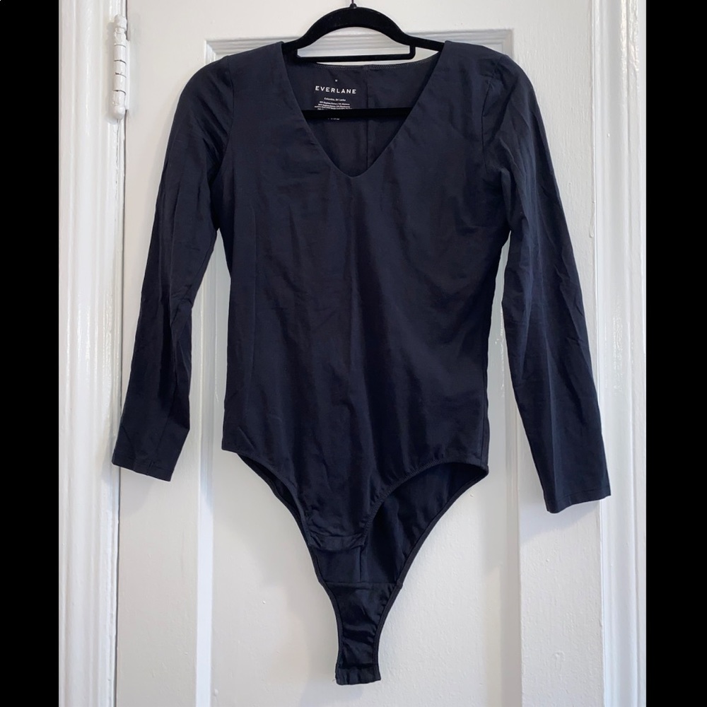 Everlane Black V-neck Stretchy Bodysuit